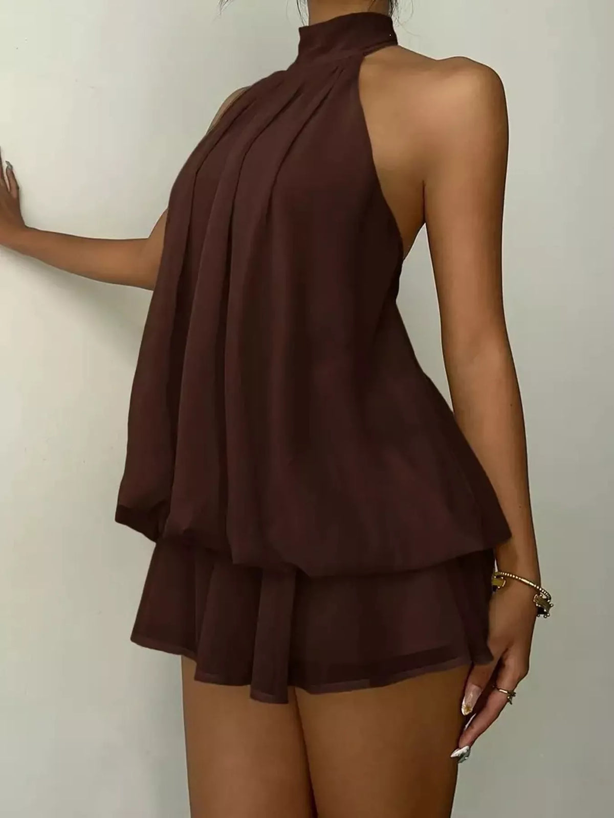 Halter Neck Ruched Mini Dress, view 9