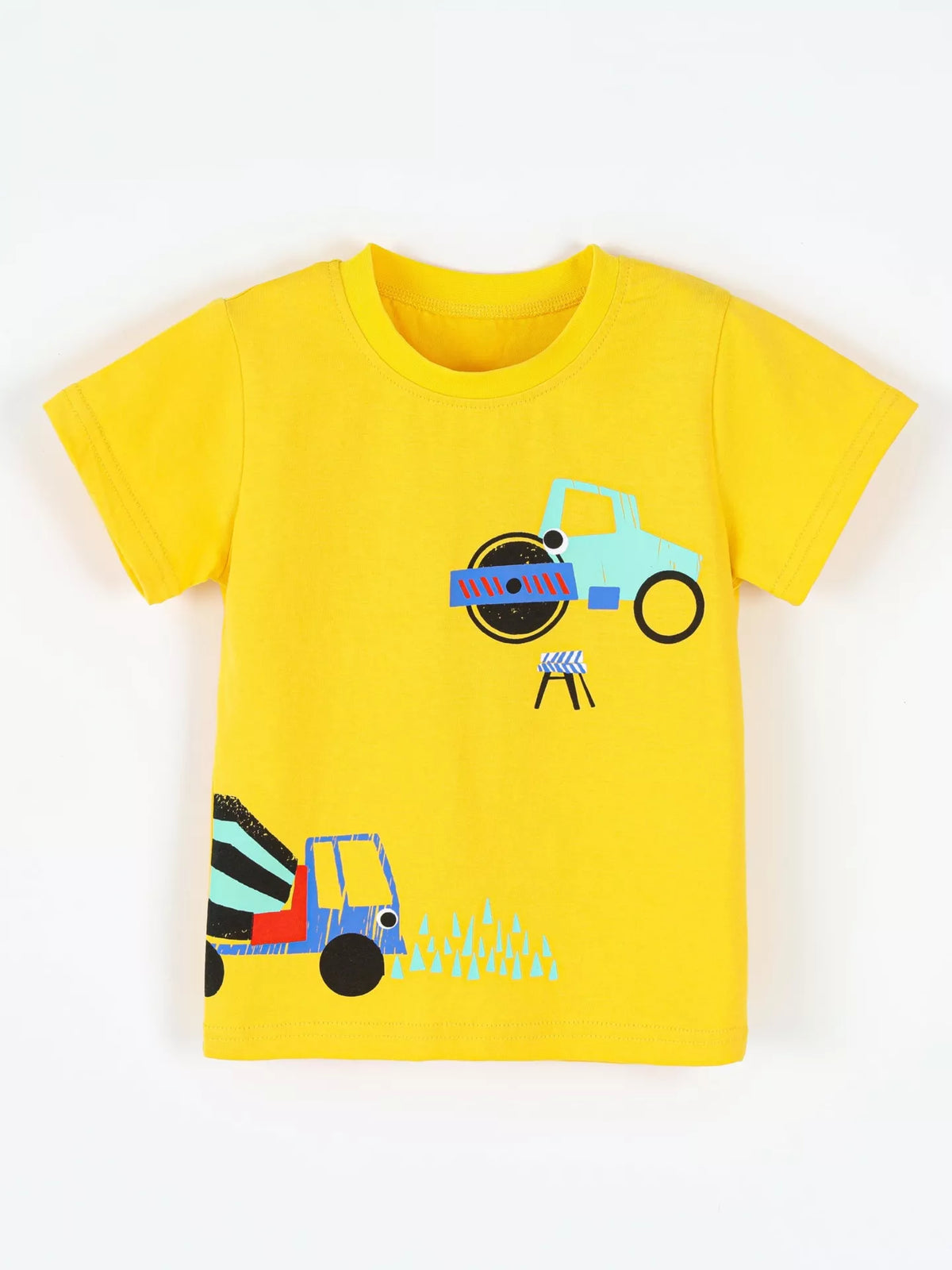 Children's Construction Truck Graphic Short Sleeve T-Shirt - Lilixa.store
