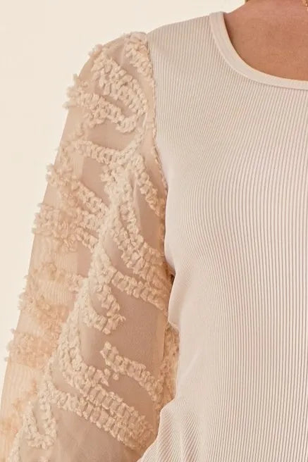 And The Why Textured Puff Sleeve Bodysuit - Lilixa.store