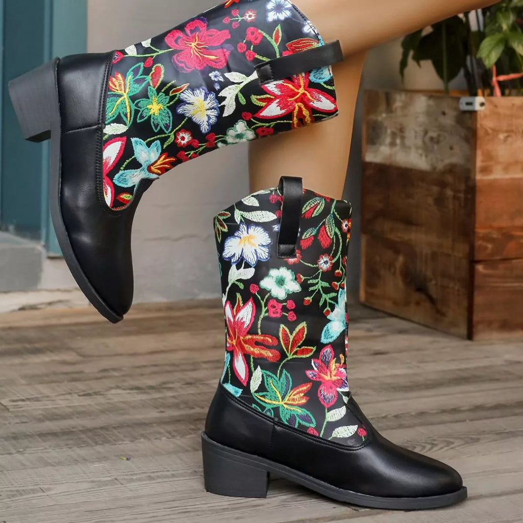 Floral Block Heel Boots, view 2