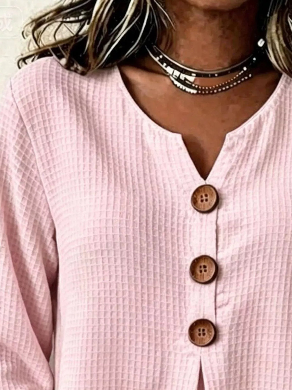 Full Size Waffle Knit Flounce Sleeve Blouse Plus Size, view 7