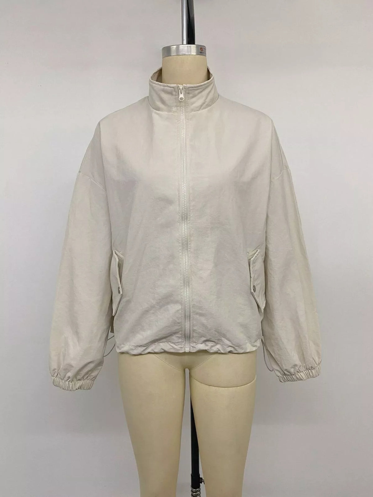 Zip-Up Dropped Shoulder Jacket - Lilixa.store