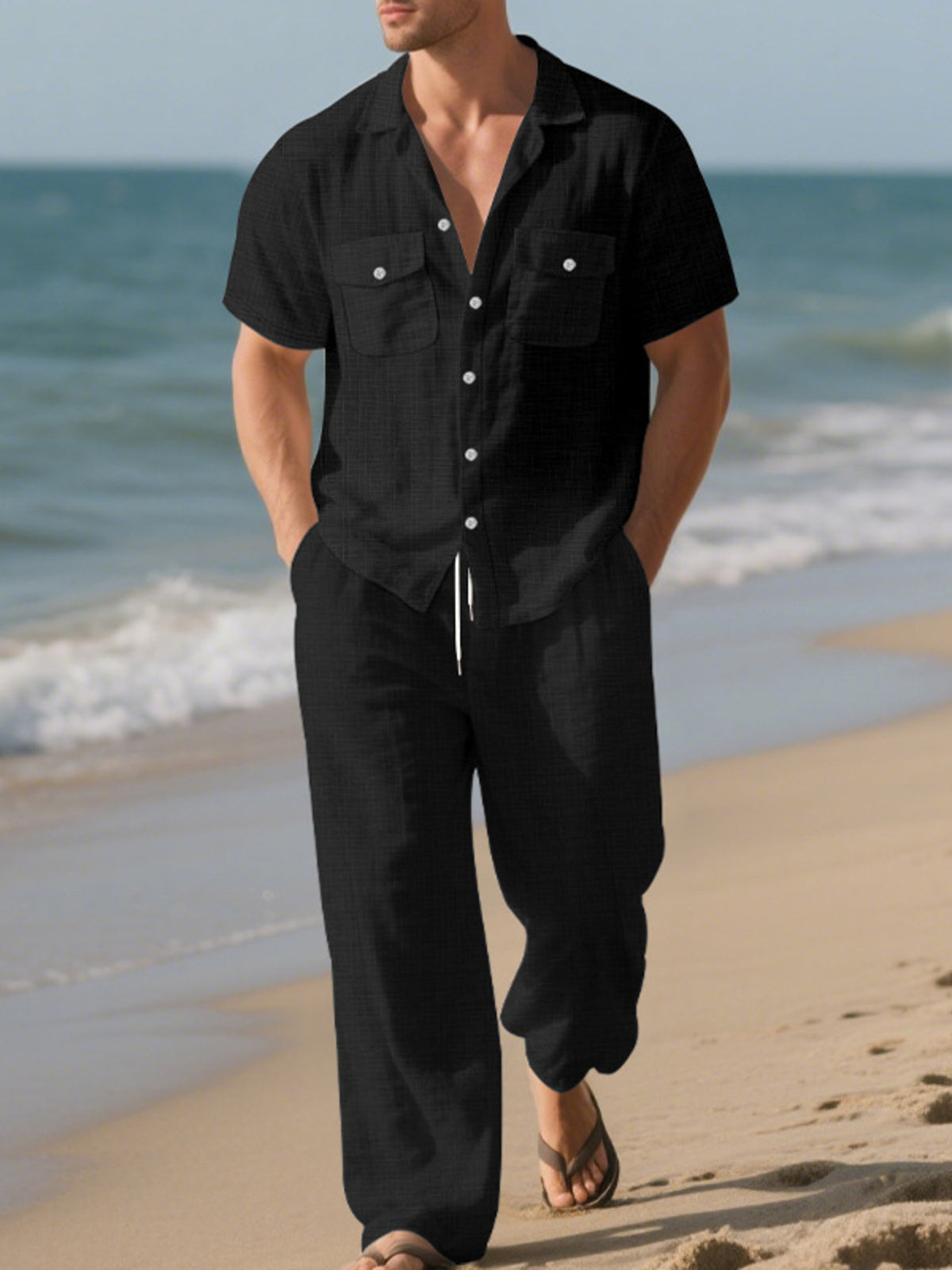 Men's Full Size Casual Button Up Shirt and Pants Set Plus Size - Lilixa.store