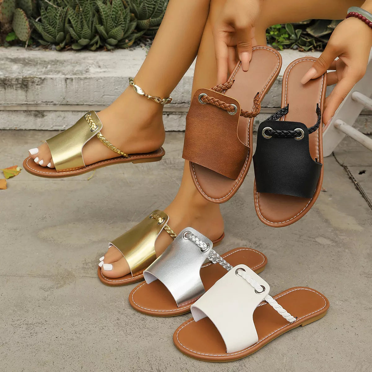 Open Toe Flats Sandals