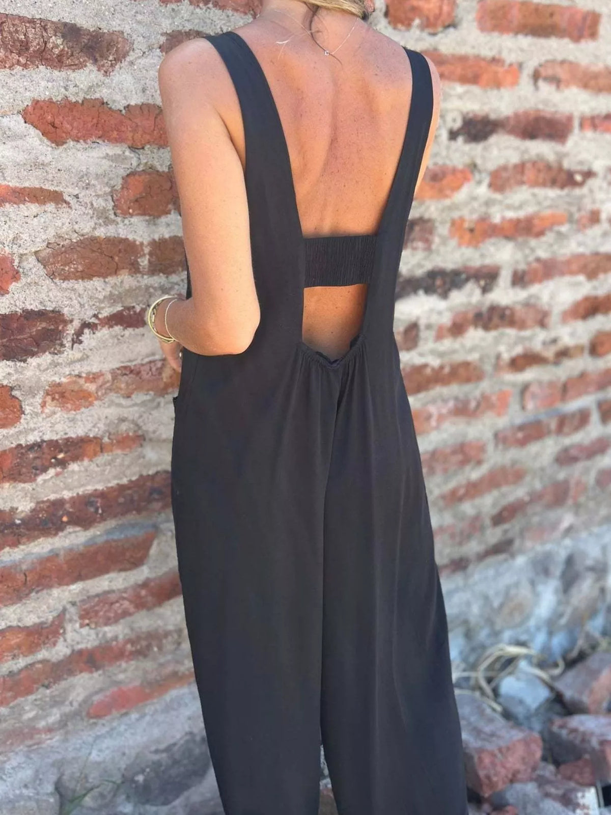 Full Size Button-Front Wide Leg Jumpsuit Plus Size - Lilixa.store