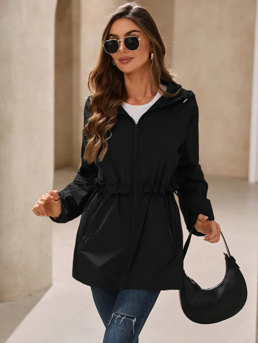 Ivy Lane Outdoor Waterproof Long Sleeve Hooded Windbreaker, view 24