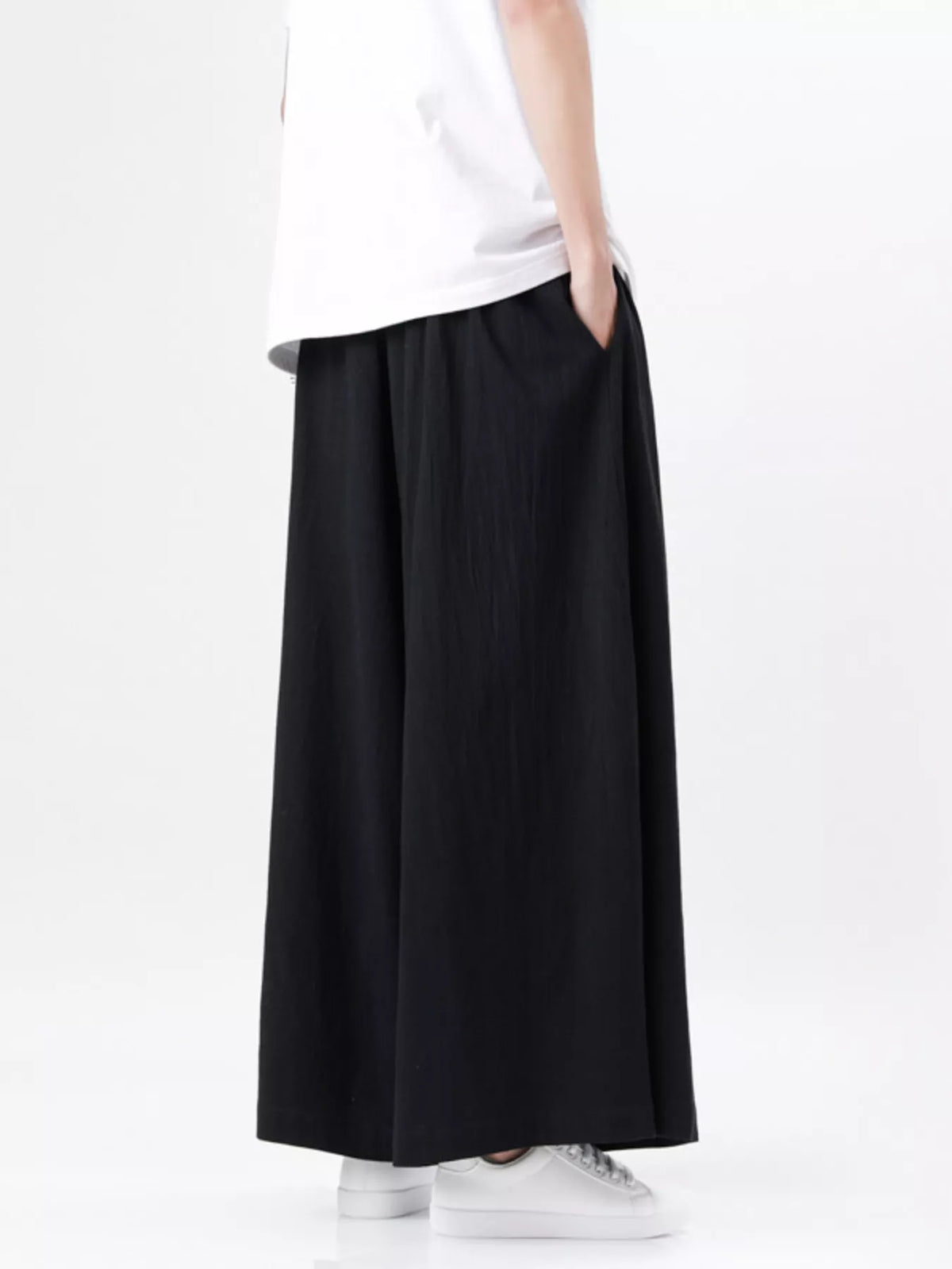 Men's Plus Size Wide Leg Pants with Tie Waist, view 4