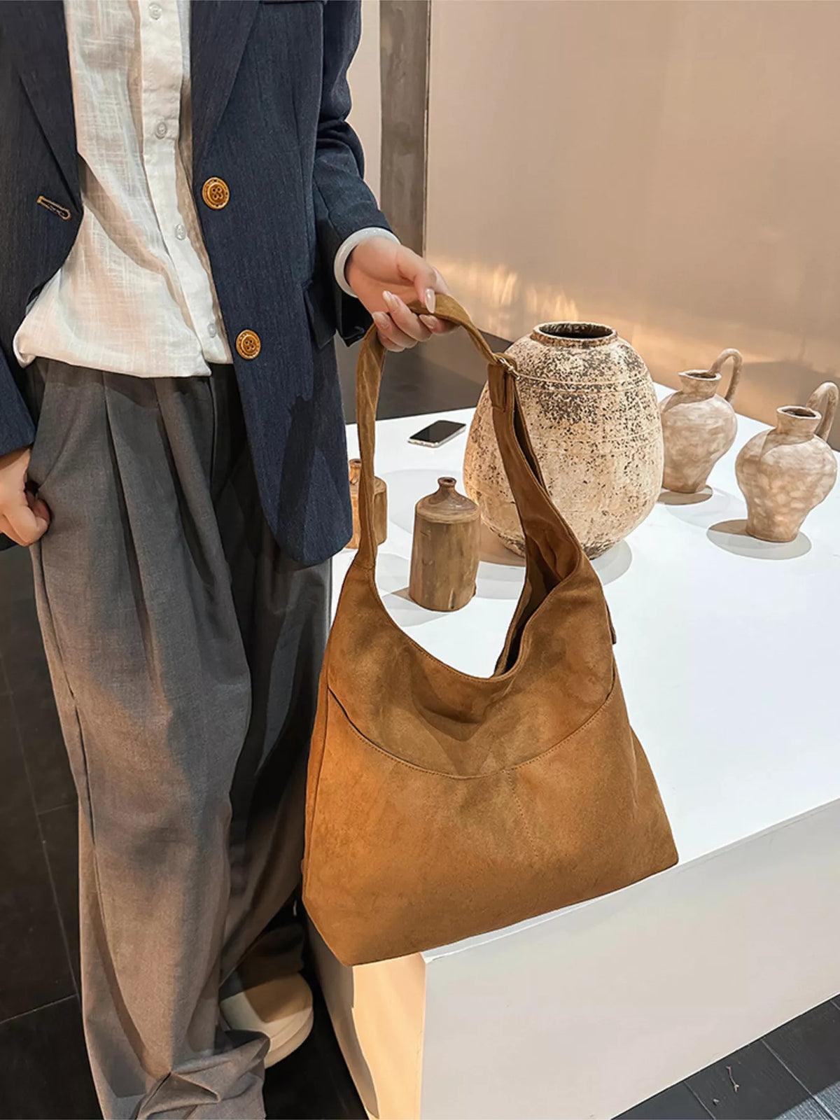 Solid Color Shoulder Bag - Lilixa.store