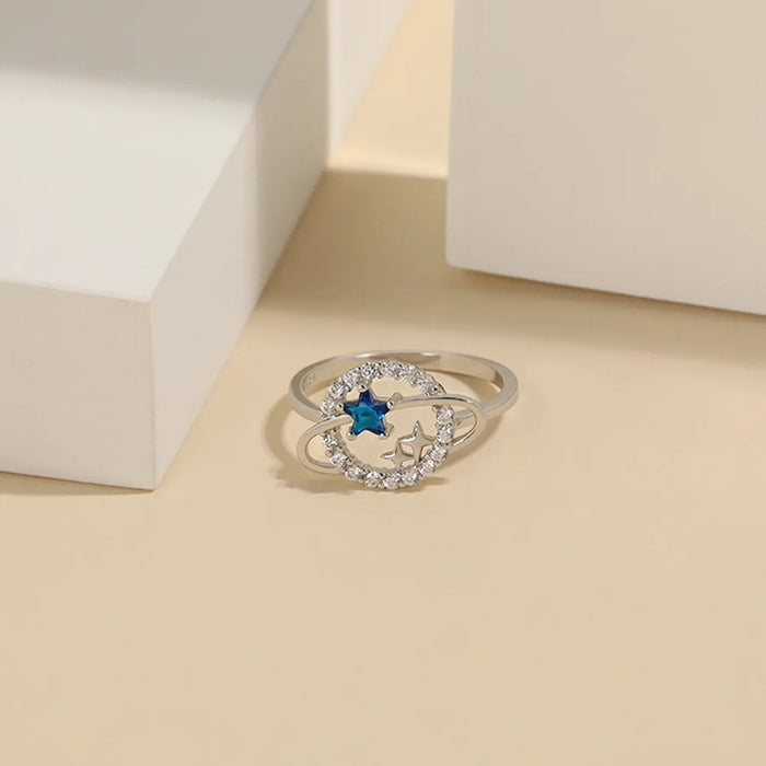 Planet Shape Inlaid Zircon 925 Sterling Silver Ring - Lilixa.store