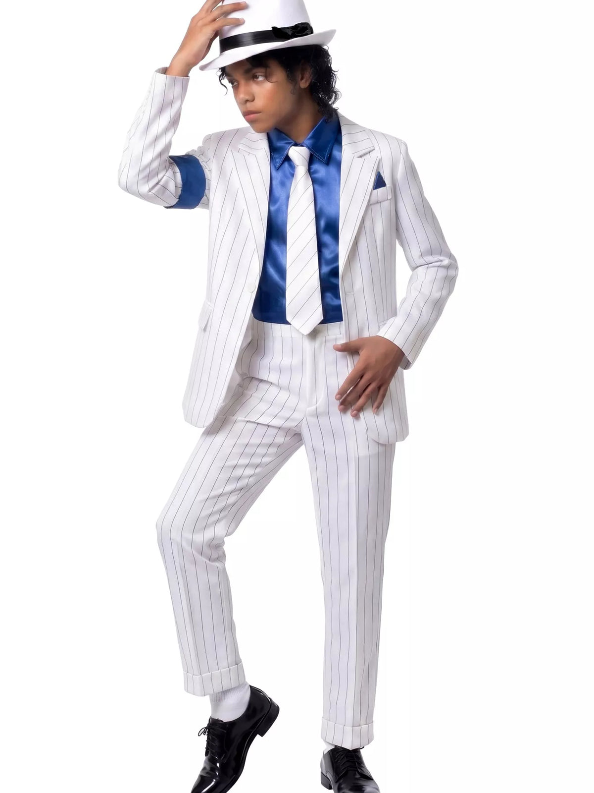 Children's Halloween Striped Suit Costume 5 Piece Set with Shirt and Fedora & Tie - Lilixa.store