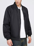 Men's Plus Size Zip Up Lightweight Bomber Jacket in Black