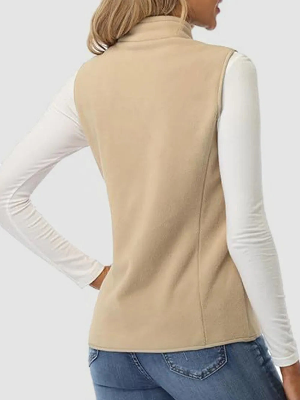Zip Up Turtleneck Vest with Pockets, view 2