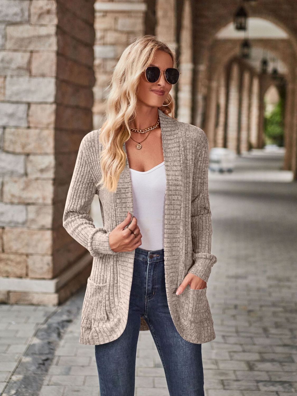 Open Front Cardigan with Pockets - Lilixa.store