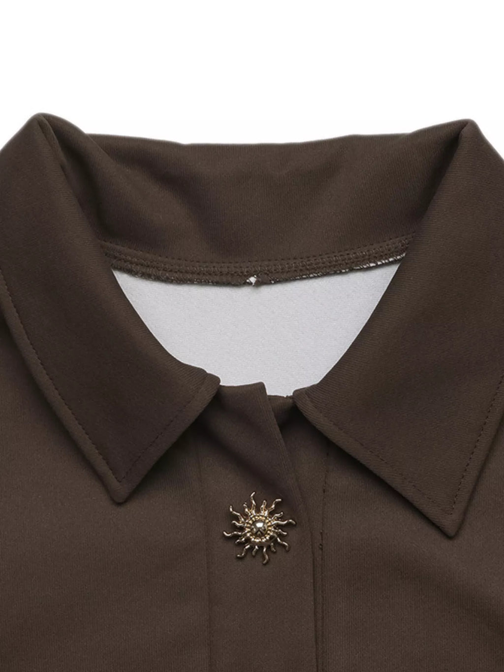 Polo Collar Dropped Shoulder Sweatshirt - Lilixa.store