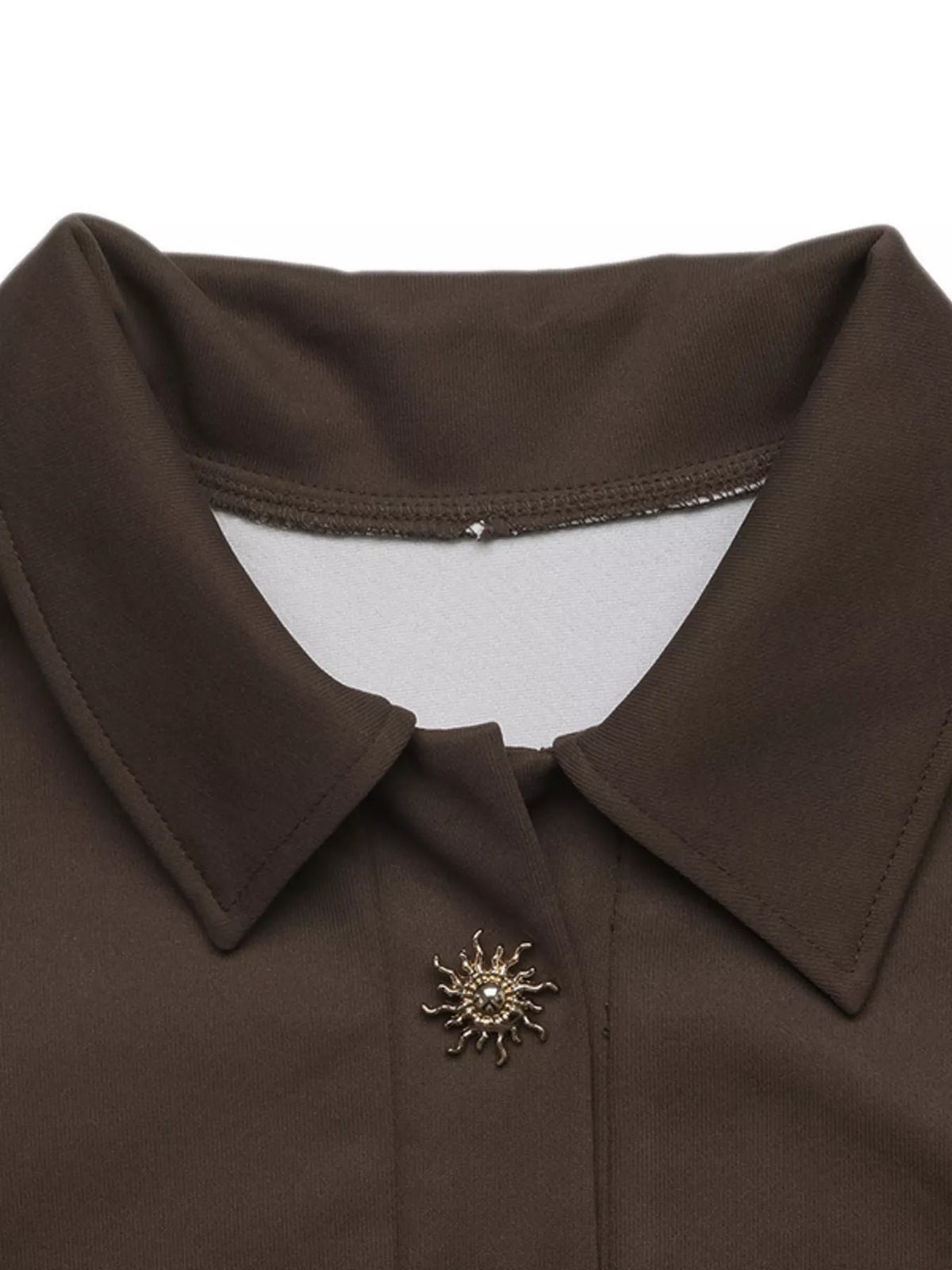 Polo Collar Dropped Shoulder Sweatshirt - Lilixa.store