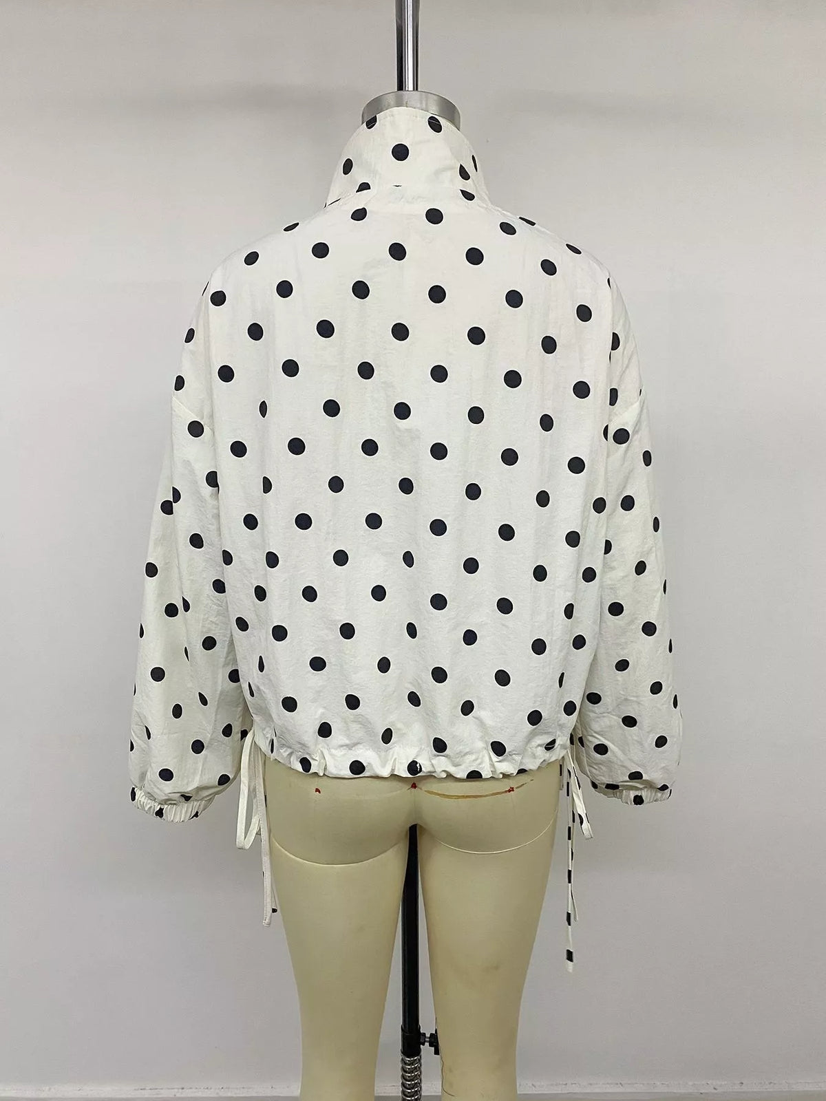 Polka Dot Stand-Collar Casual Jacket