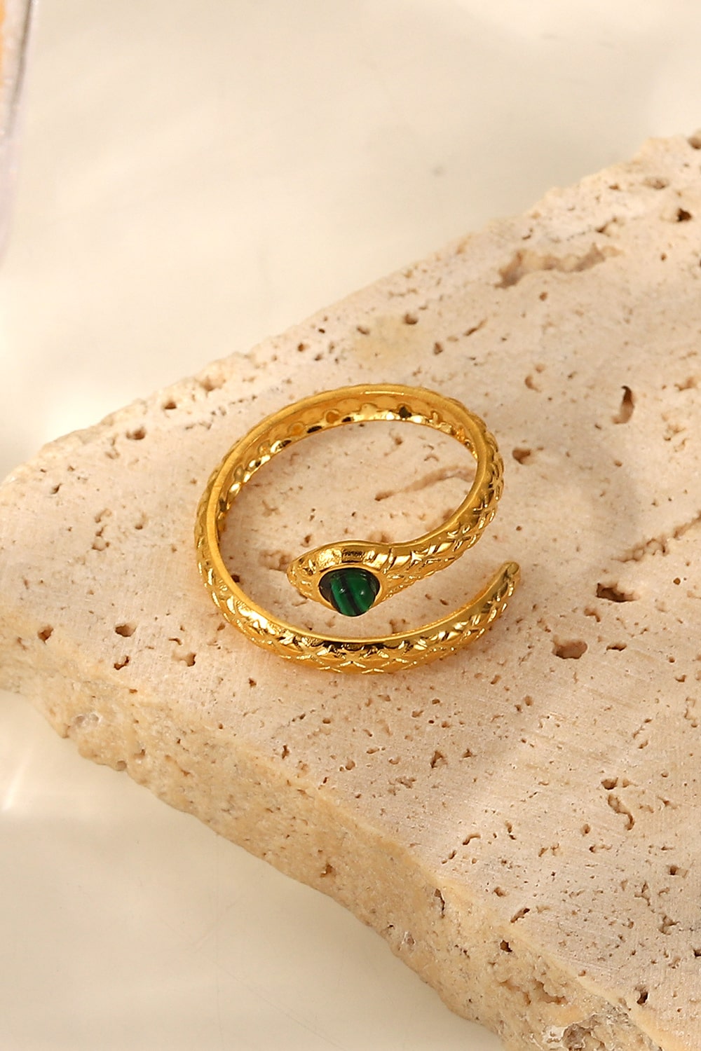 Snake Charmer Malachite Snake-Shaped Bypass Ring - Lilixa.store