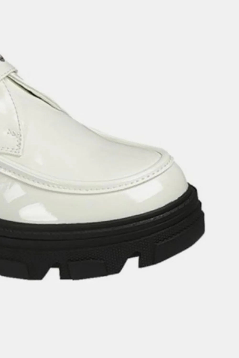 Forever Link Buckled Platform Lug Sole Loafers in White, view 3