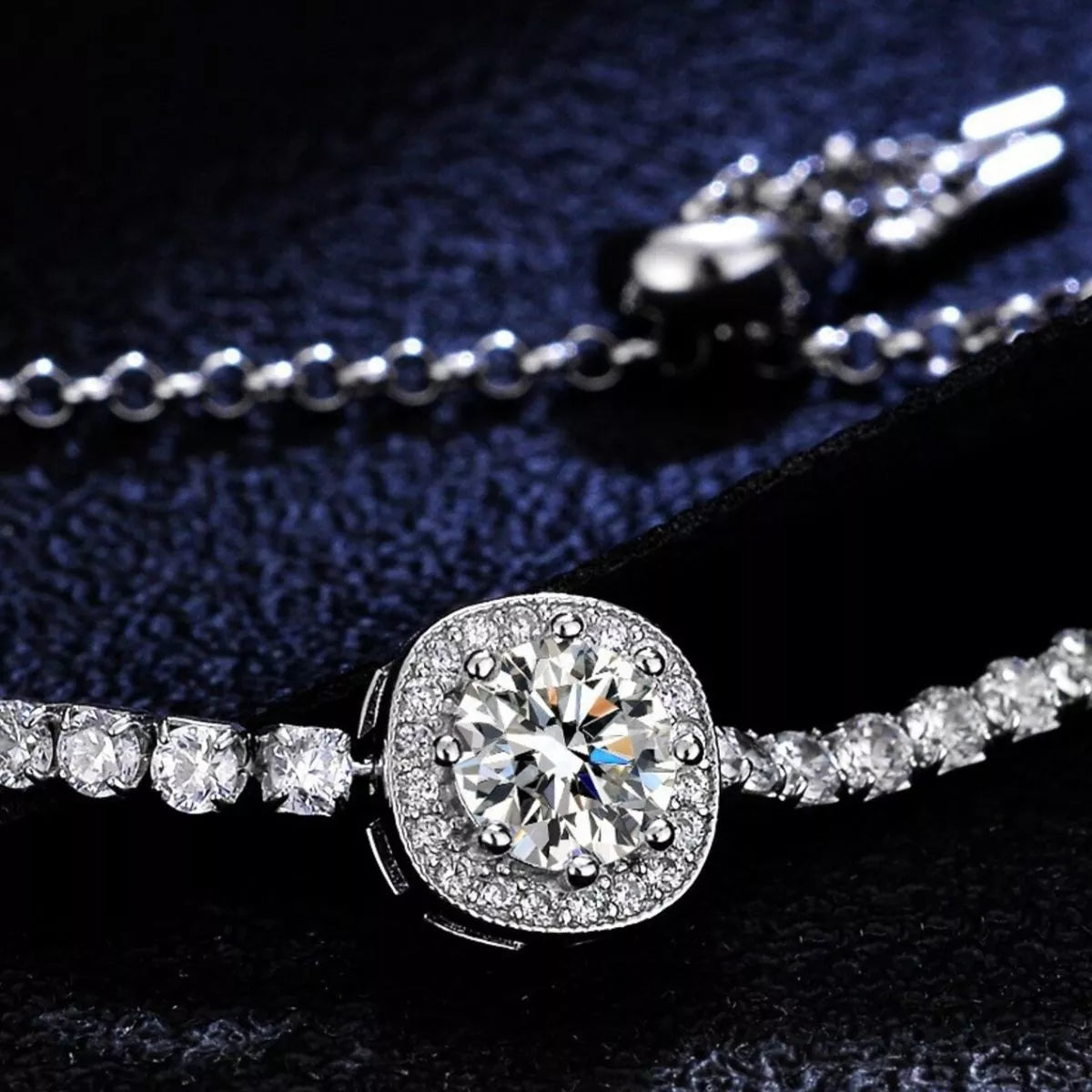 1 Carat Moissanite 925 Sterling Silver Chain Bracelet - Lilixa.store