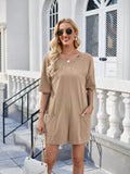 Lovelet Backless Pocketed Round Neck Half Sleeve Romper - Lilixa.store