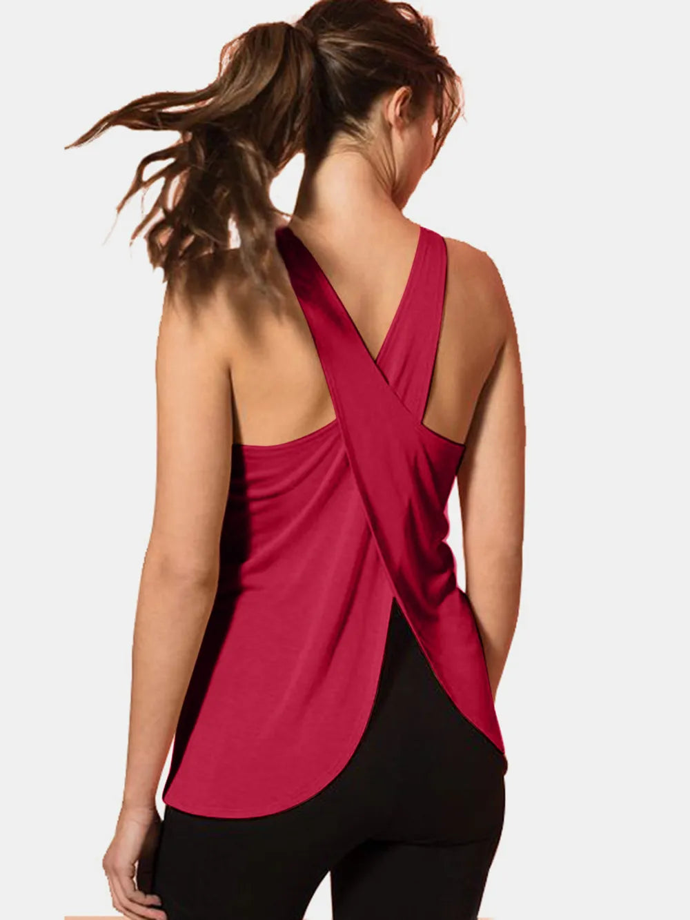 Crisscross Scoop Neck Active Tank - Lilixa.store