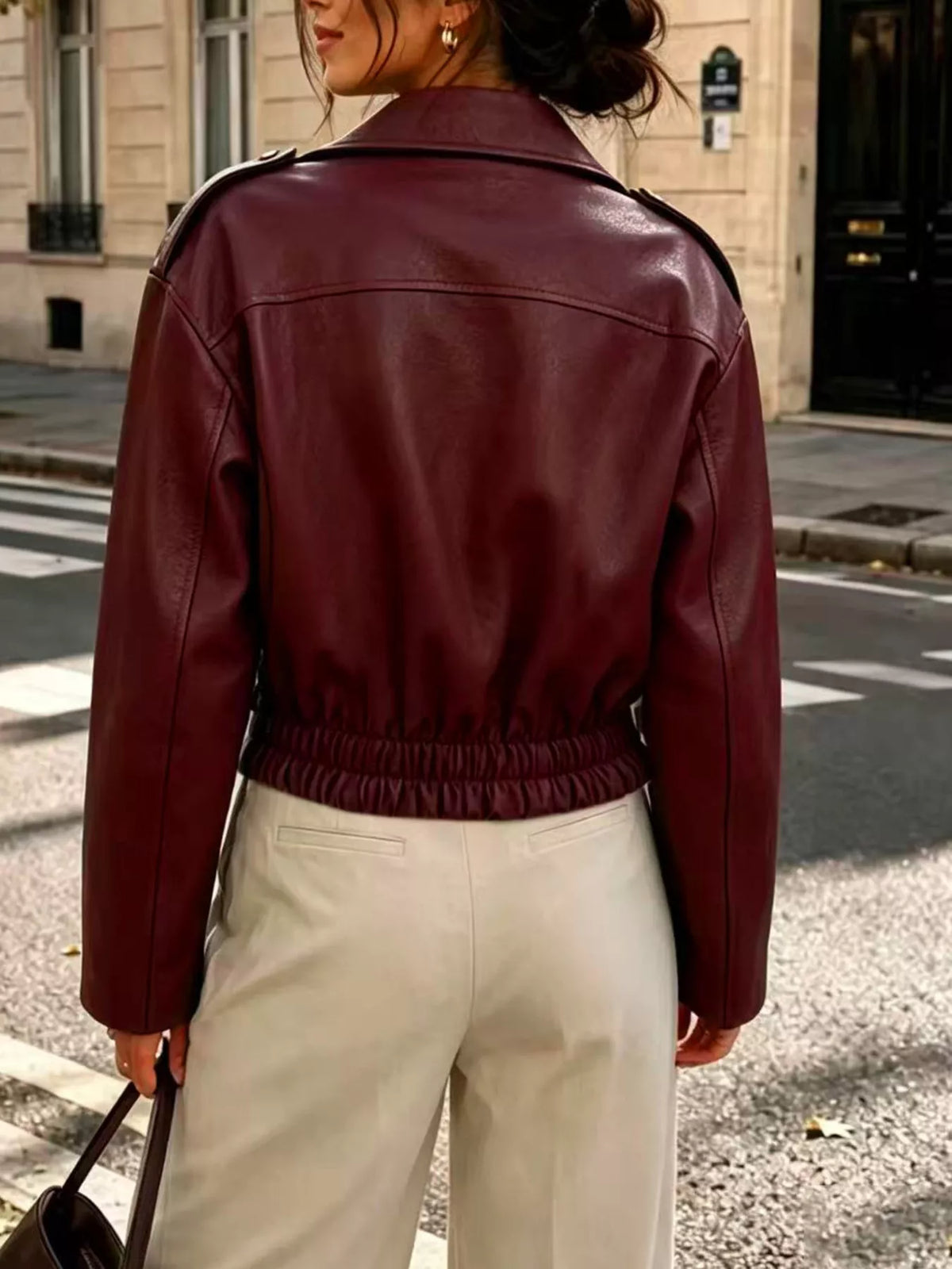 Faux Leather Zip Up Jacket - Lilixa.store