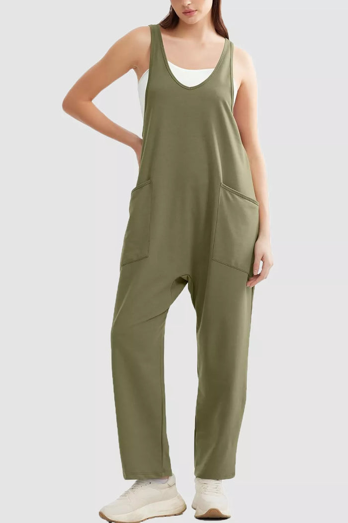 Lovelet Wide Strap Jumpsuit with Pockets - Lilixa.store