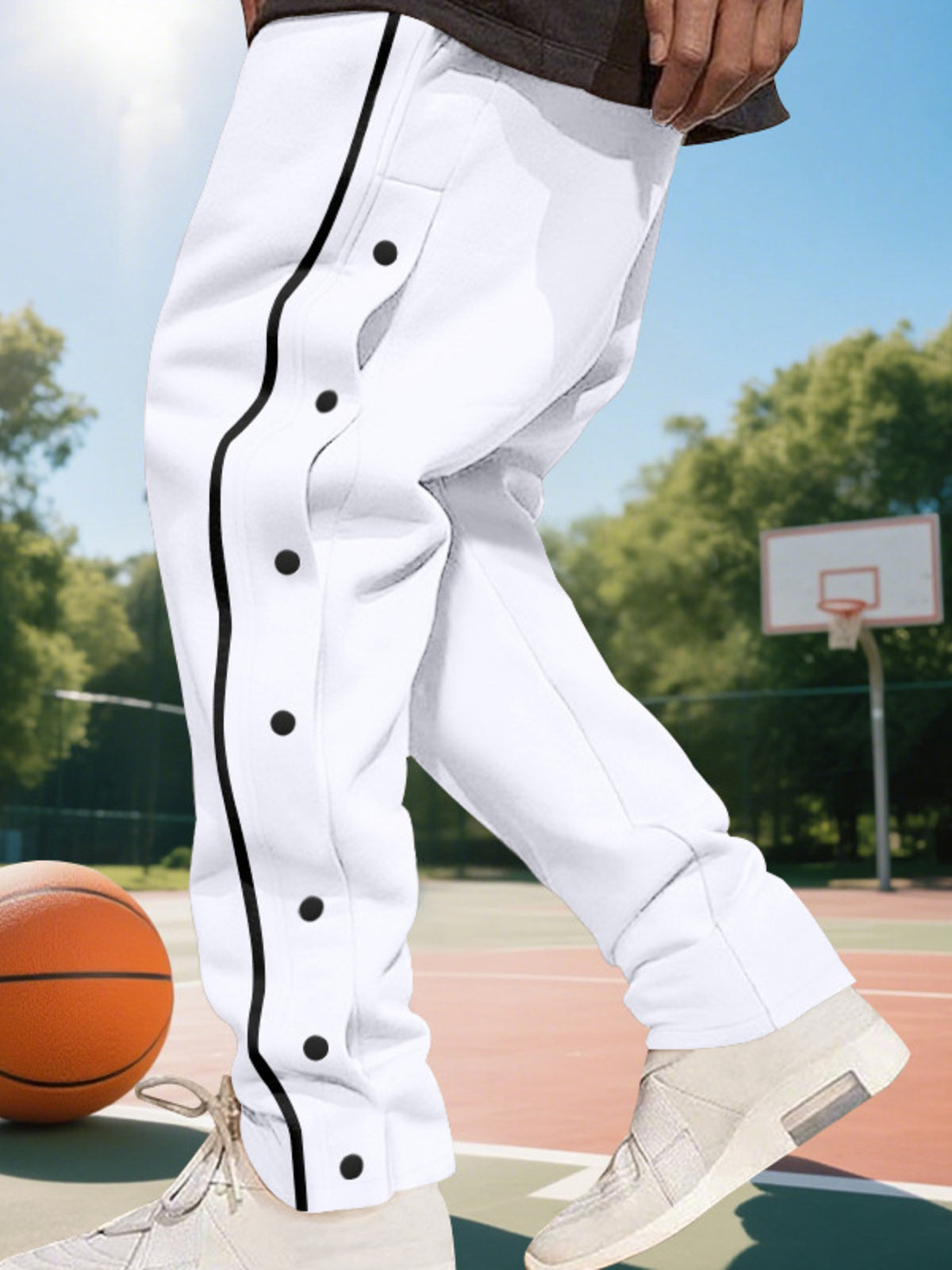 Men's Full Size Loose Fit Side Snap Button Track Pants Plus Size, view 5