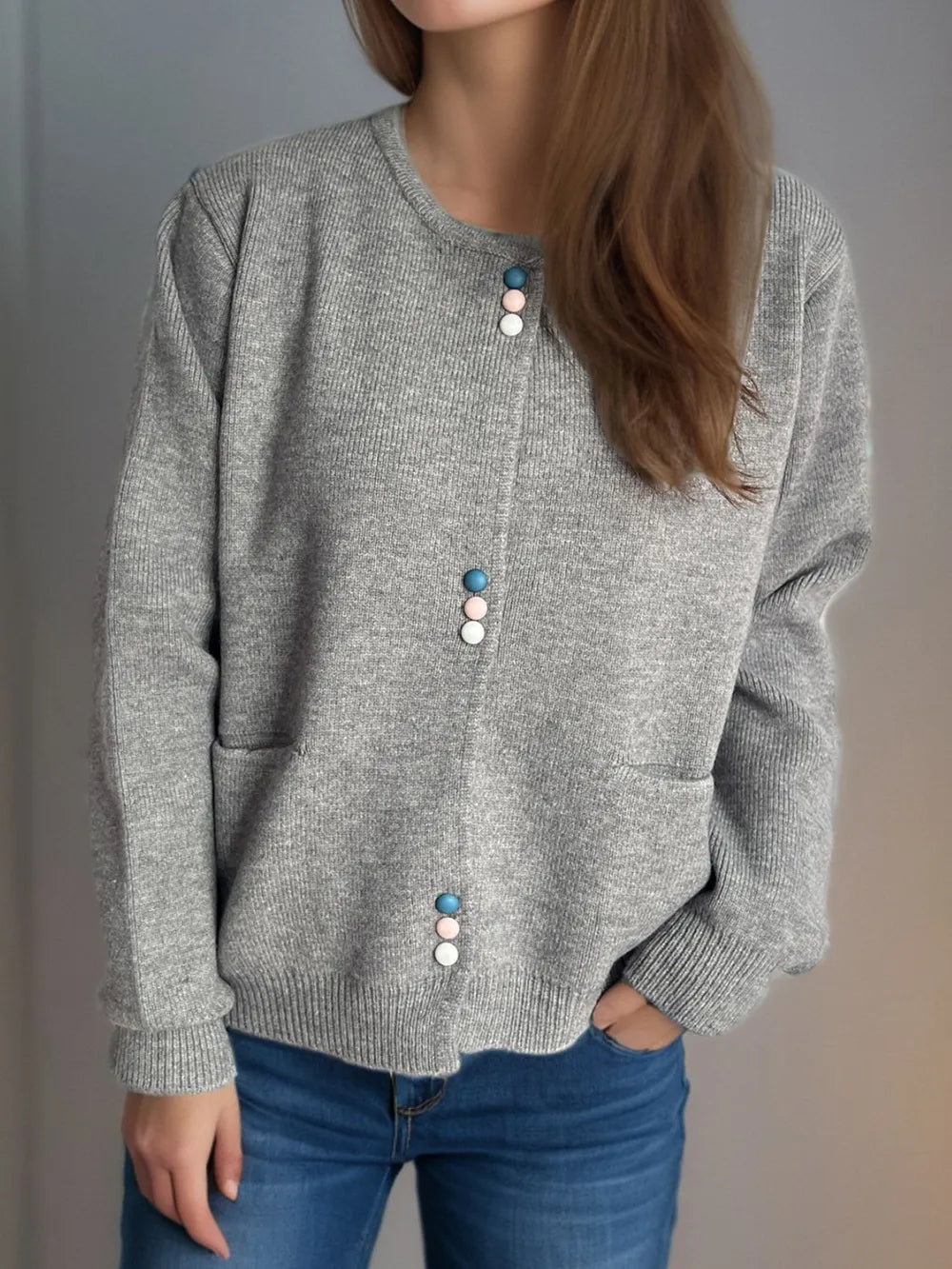 Button Down Long Sleeve Cardigan with Pockets - Lilixa.store