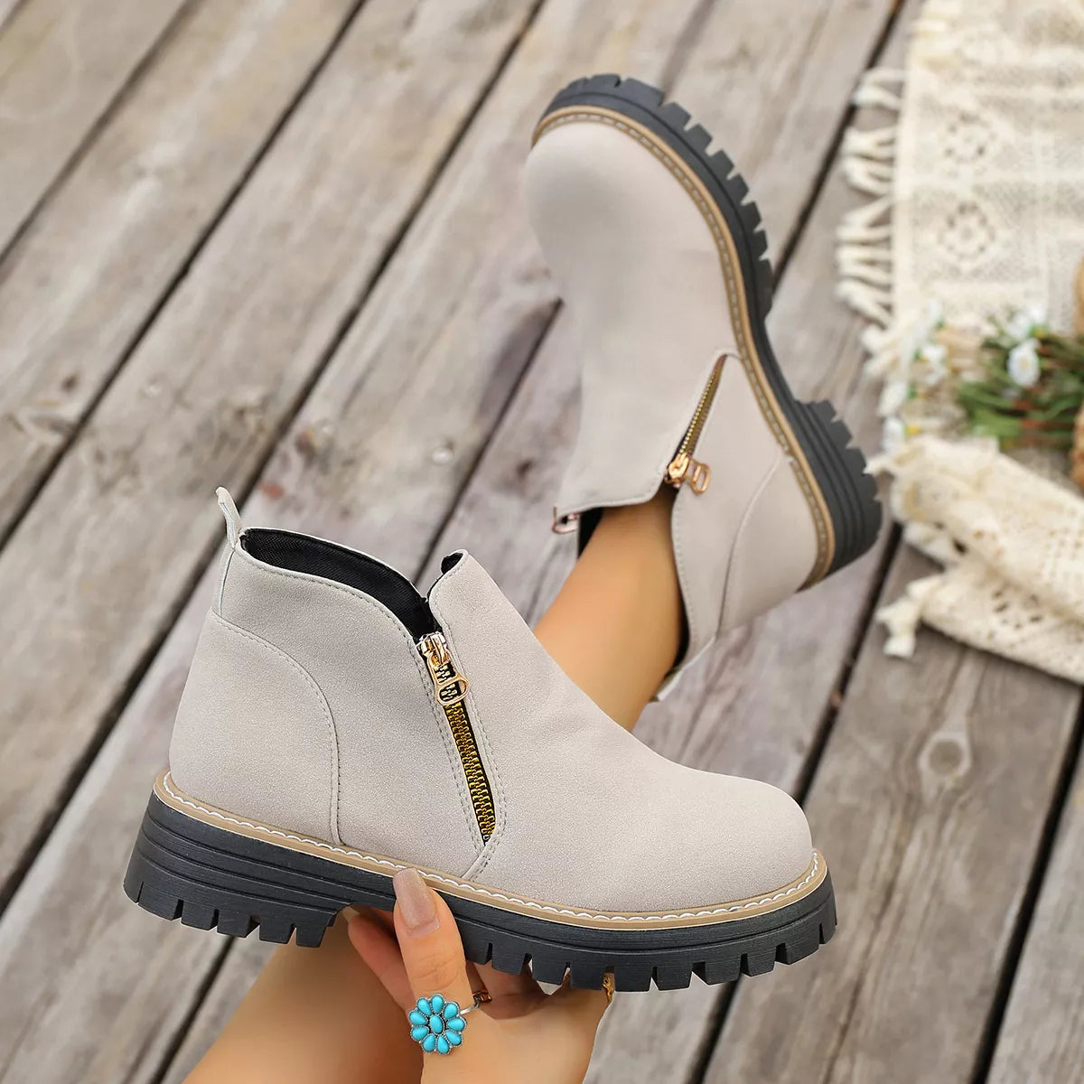 Side Zipper Ankle Boots - Lilixa.store