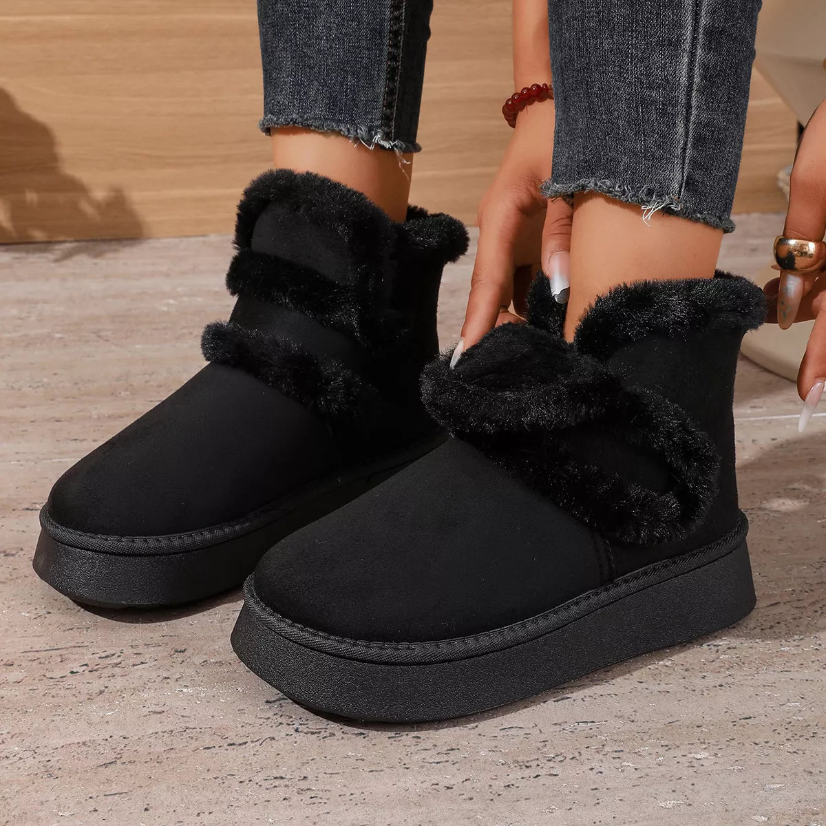 Round Toe Platform Boots - Lilixa.store