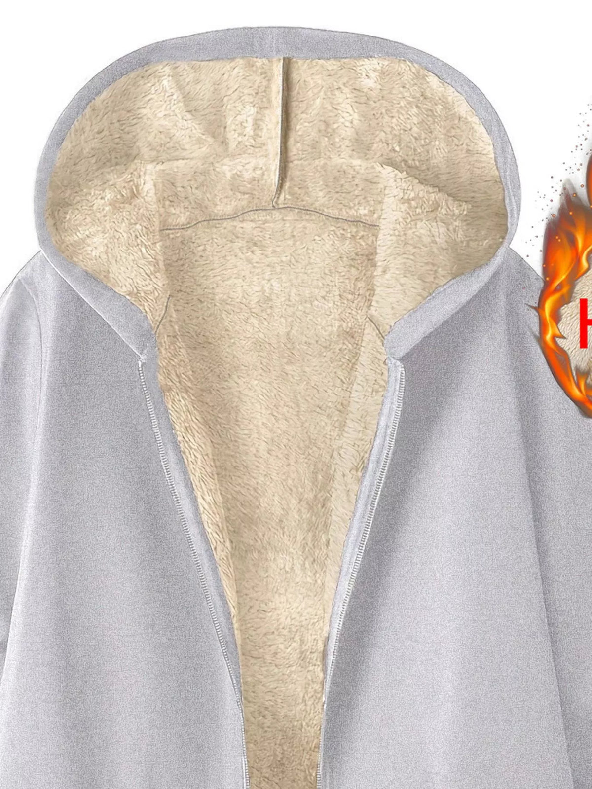 Fleece-Lined Zip Up Hooded Outerwear - Lilixa.store