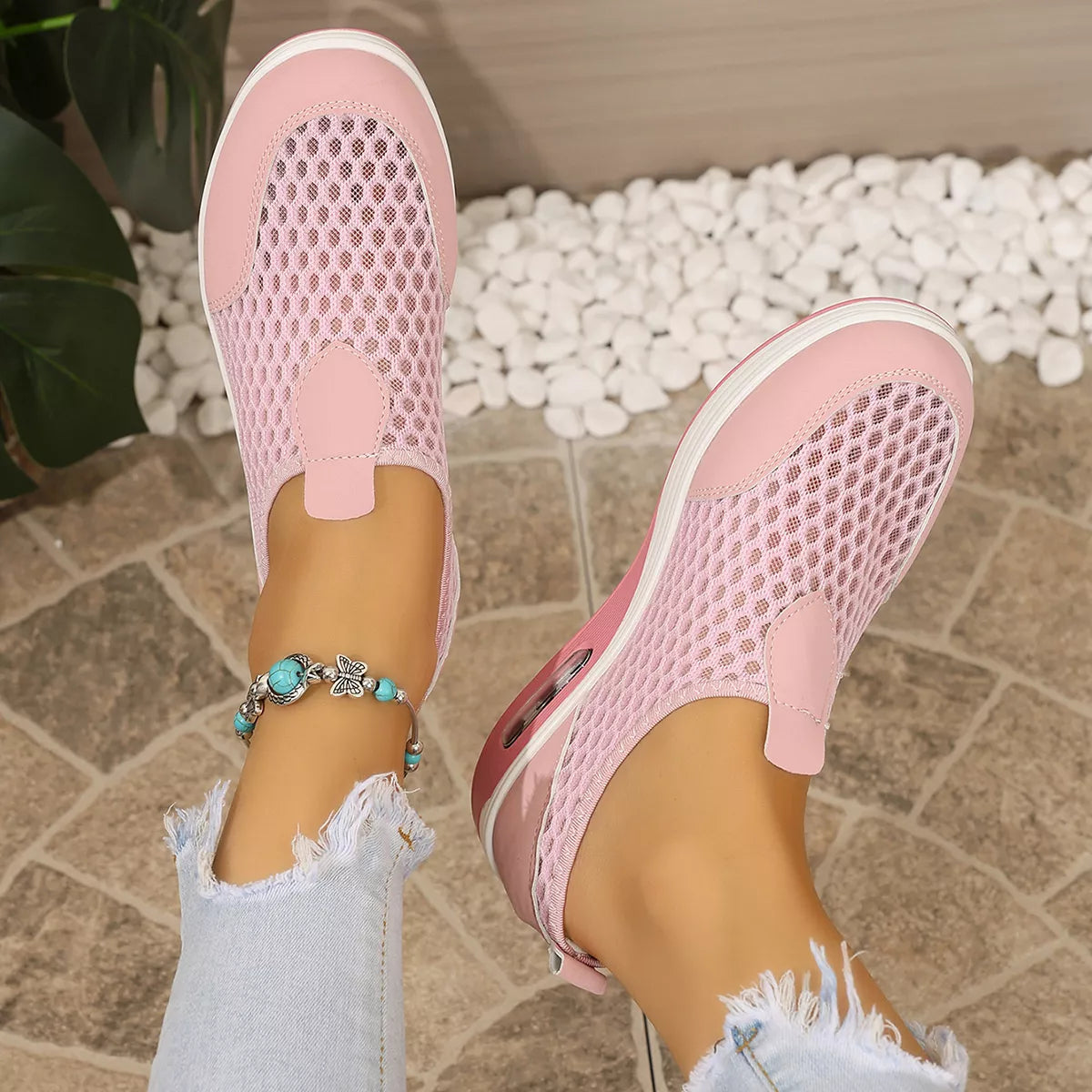 Breathable Mesh Wedge Slip-Ons