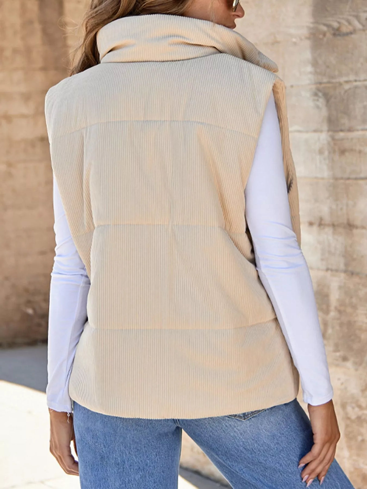 Corduroy Zip Up Vest Coat - Lilixa.store