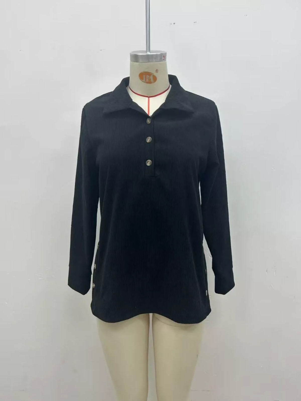 Full Size Button Detail Long Sleeve Top Plus Size - Lilixa.store