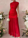 Ruched Cap Sleeve Maxi Dress - Lilixa.store
