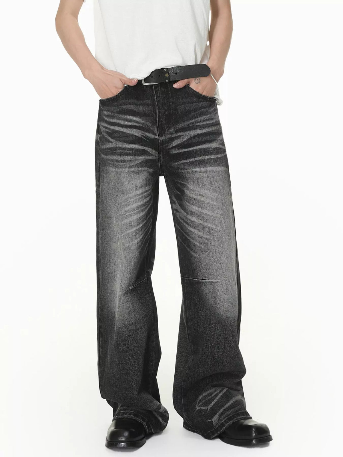 Men's Wide Leg Washed Jeans - Lilixa.store