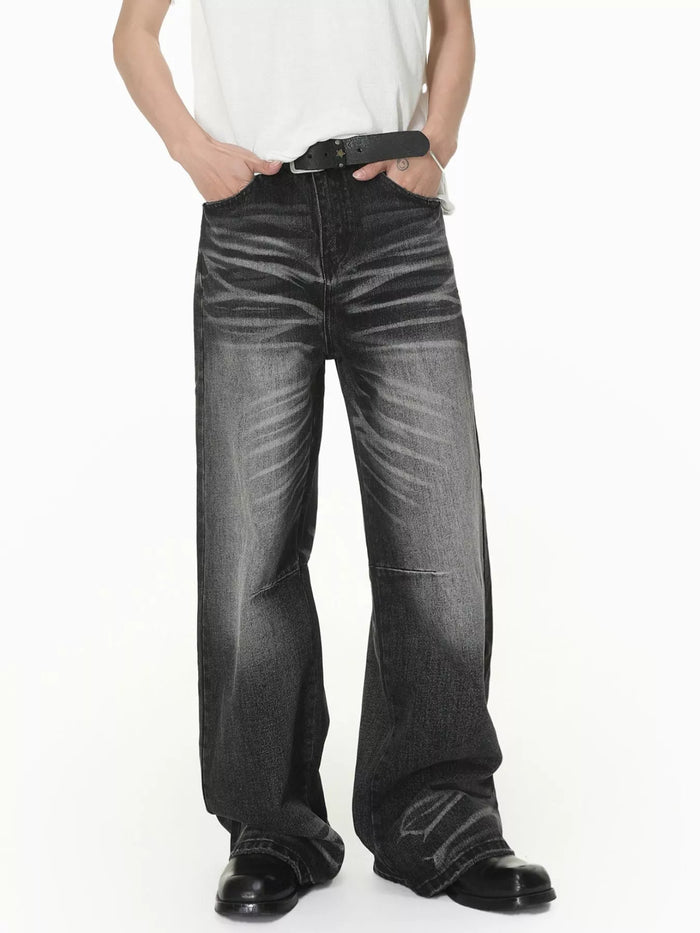 Men's Wide Leg Washed Jeans - Lilixa.store