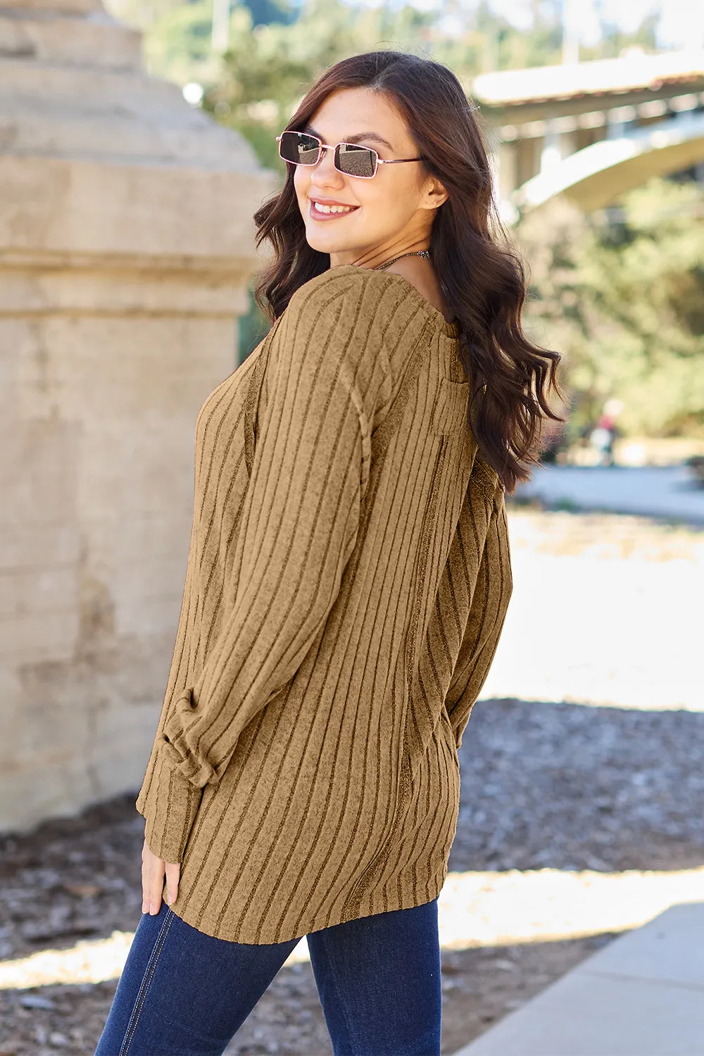 Basic Bae Full Size Ribbed Round Neck Long Sleeve Knit Top - Lilixa.store
