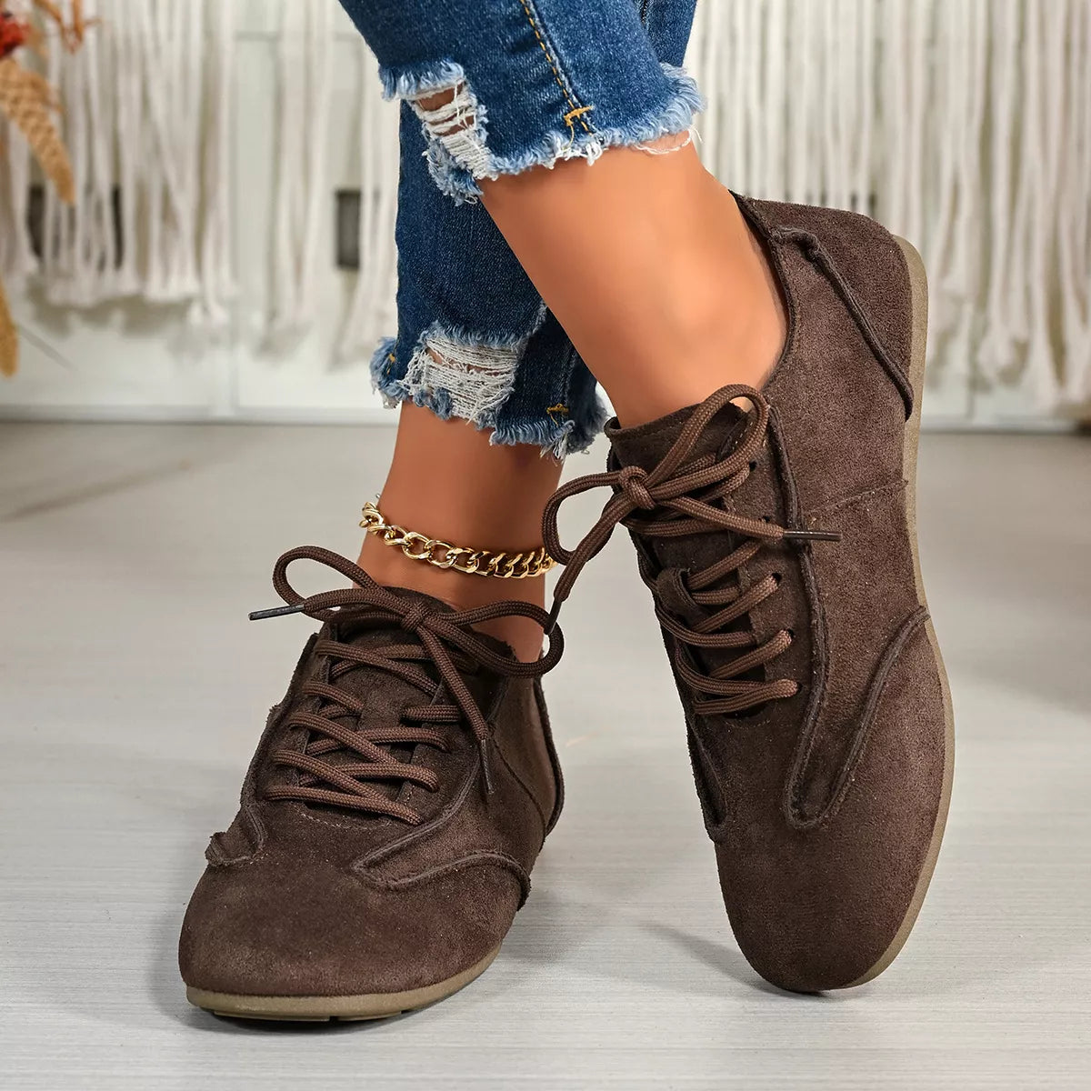 Lace Up Round Toe Sneakers - Lilixa.store