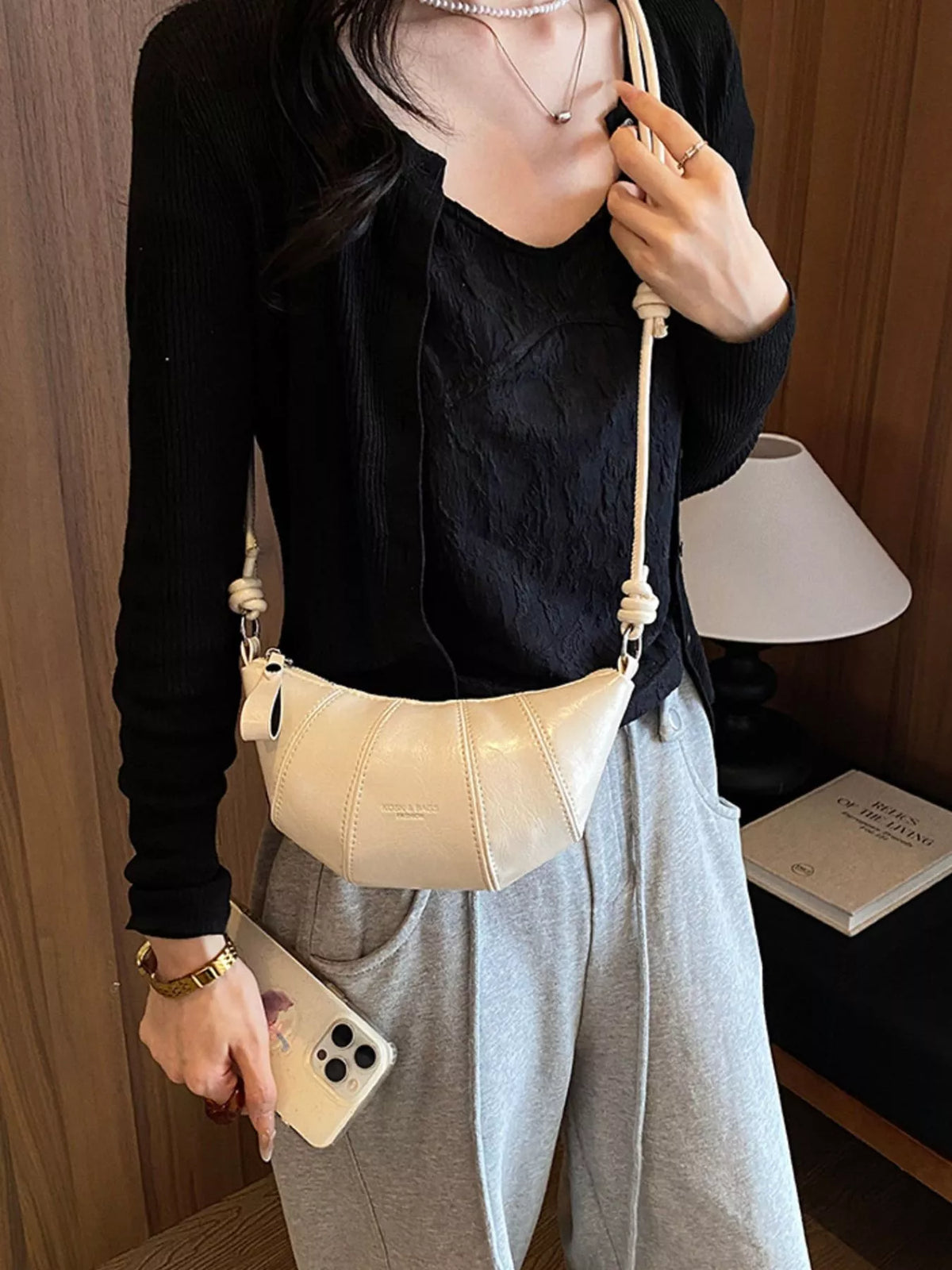 PU Leather Crescent Crossbody Bag - Lilixa.store