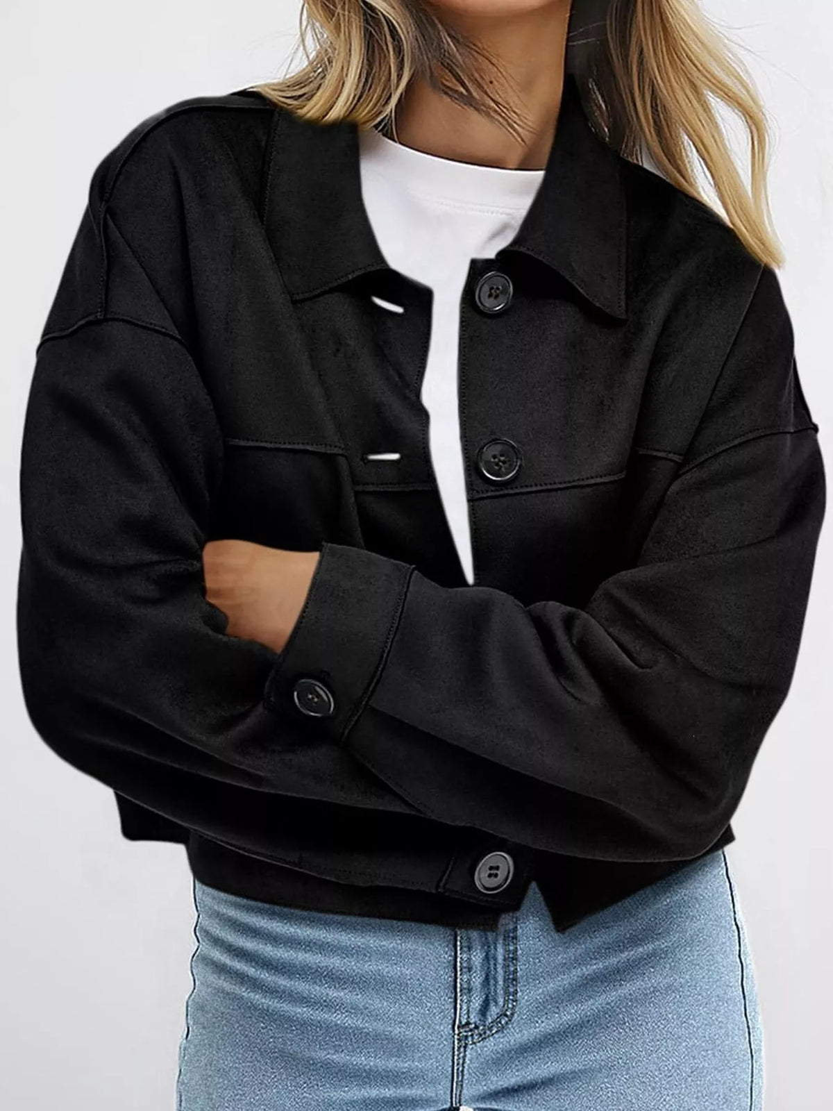 Button-Down Cropped Jacket