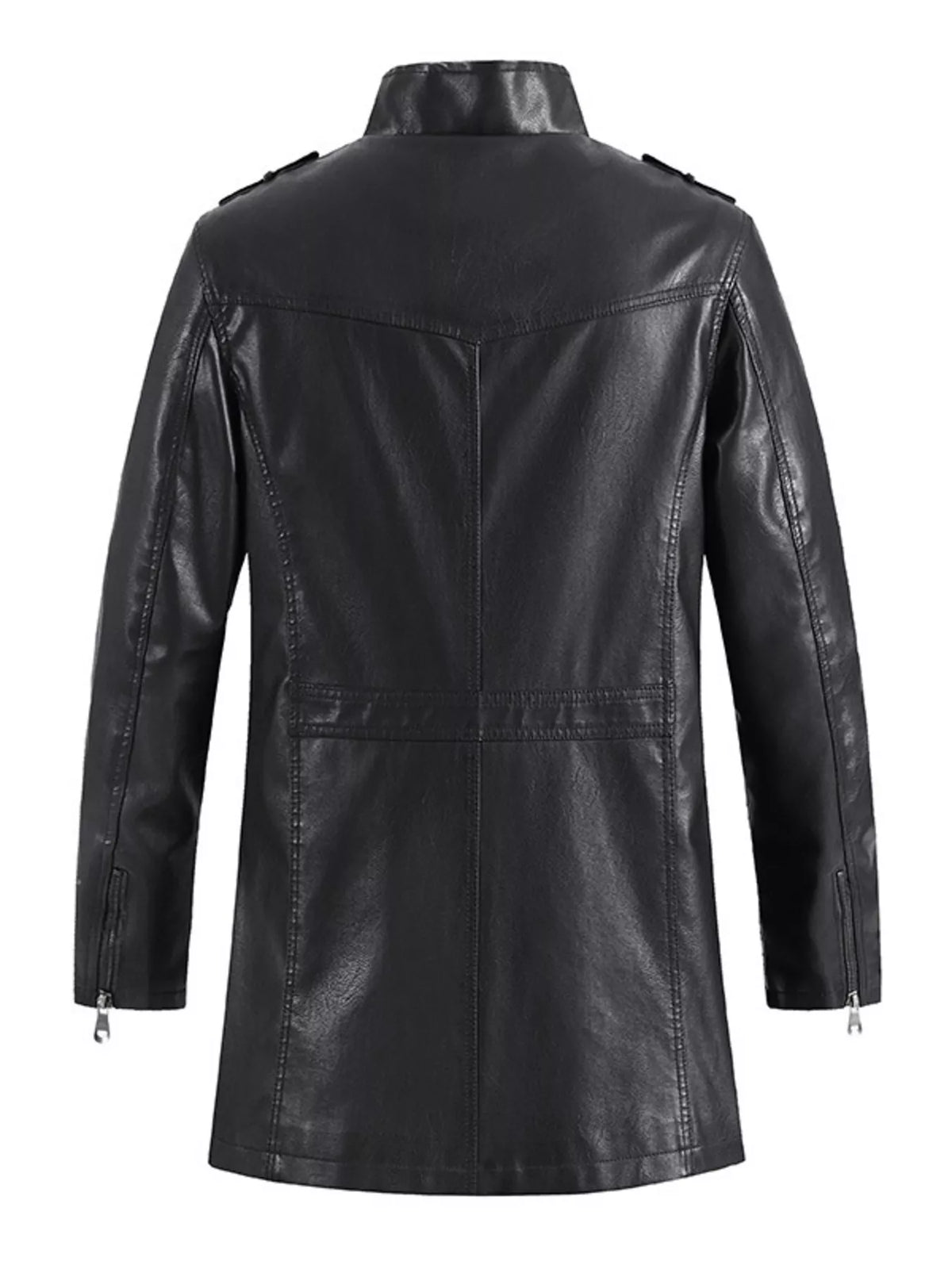 Men's Zip Up Long Sleeve Leather Jacket - Lilixa.store