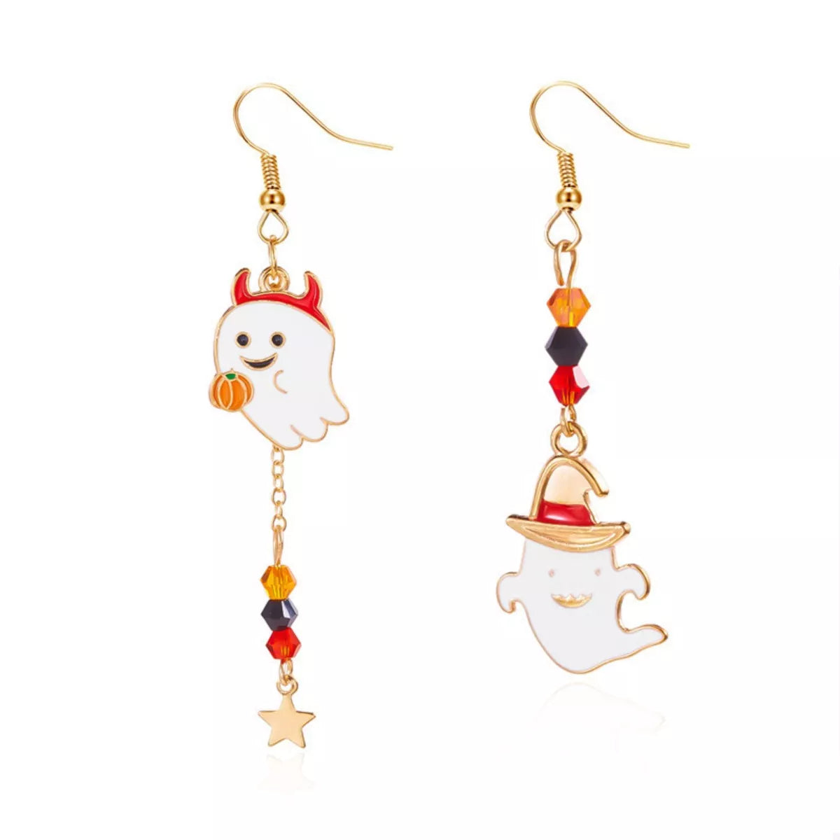 Halloween Ghost Pumpkin Drop Earrings - Lilixa.store