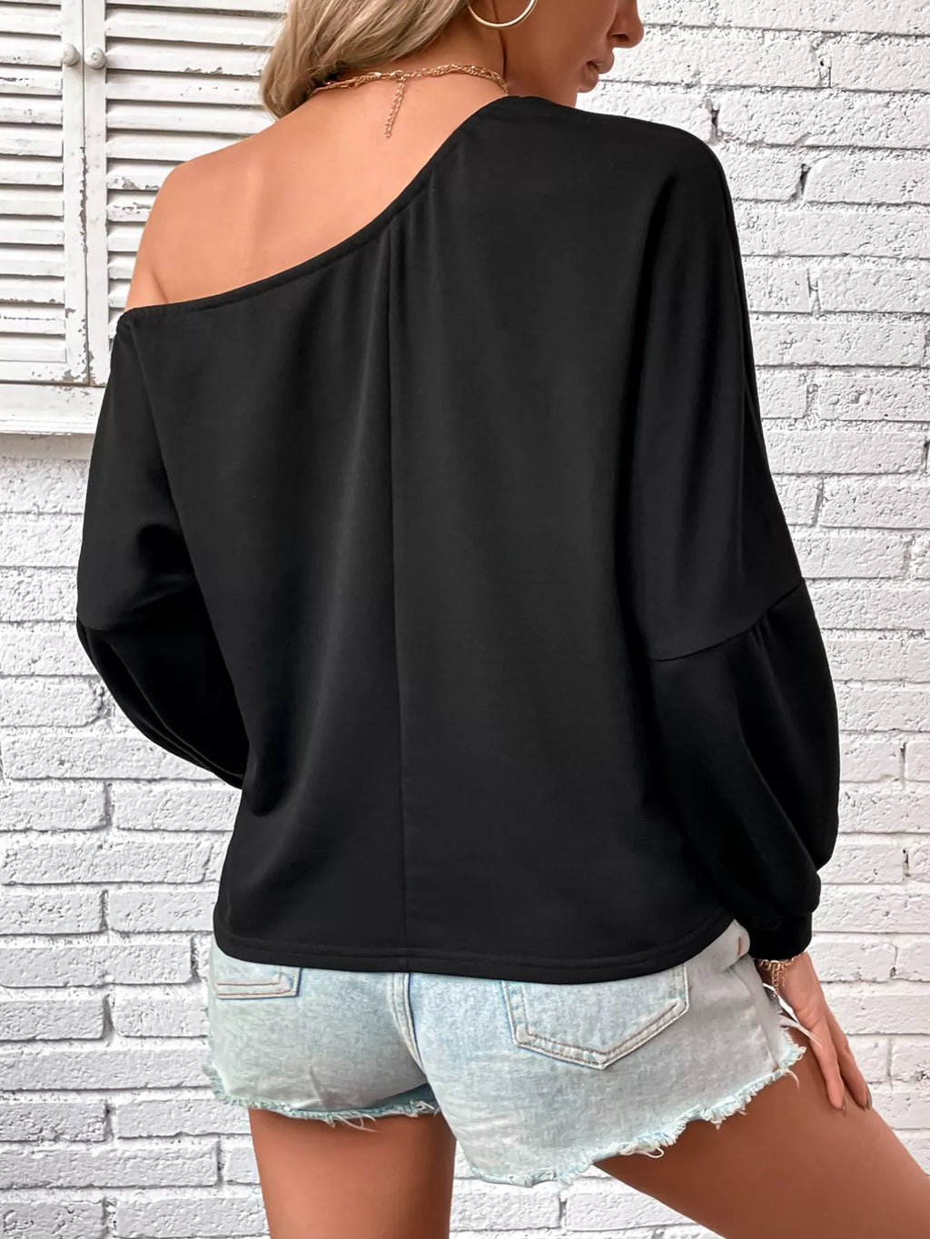 One-Shoulder Long Sleeve Casual Sweatshirt - Lilixa.store