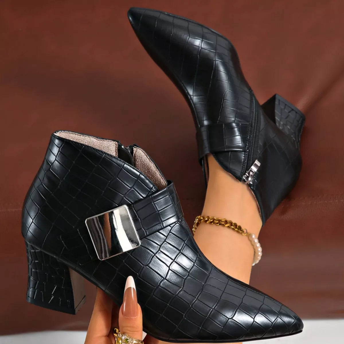 Point Toe Block Heels Boots - Lilixa.store