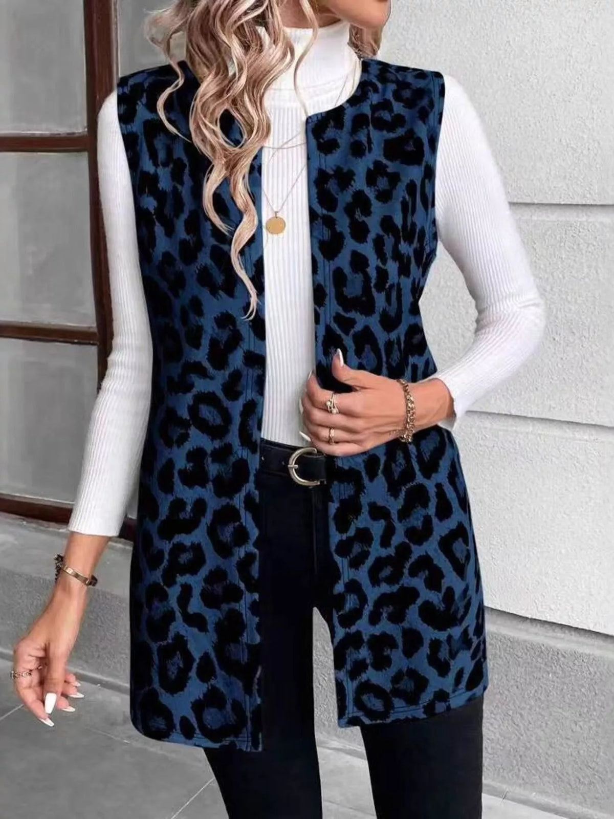 Sleeveless Leopard Print Vest Coat - Lilixa.store