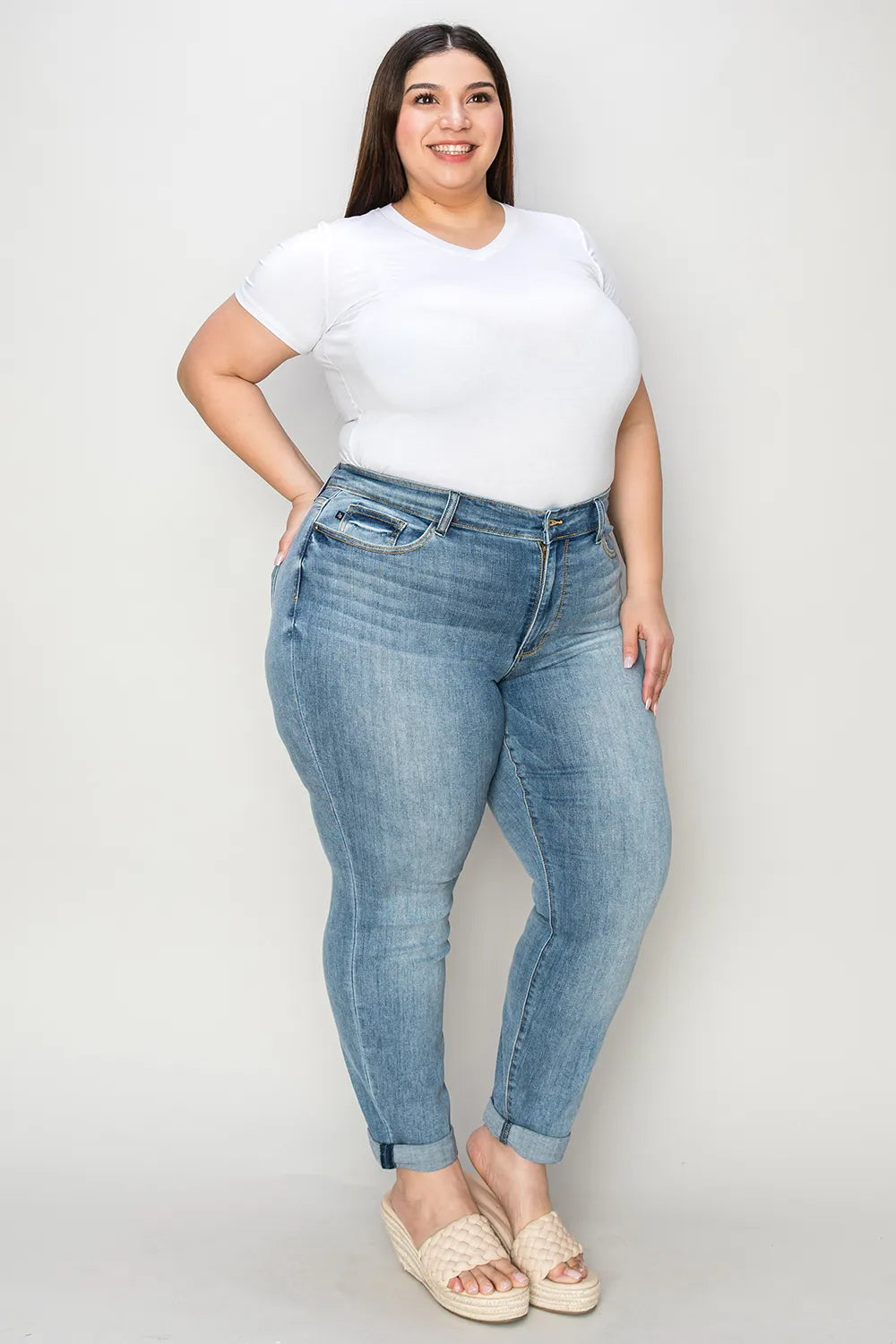Judy Blue Full Size Cuffed Hem Slim Jeans - Lilixa.store