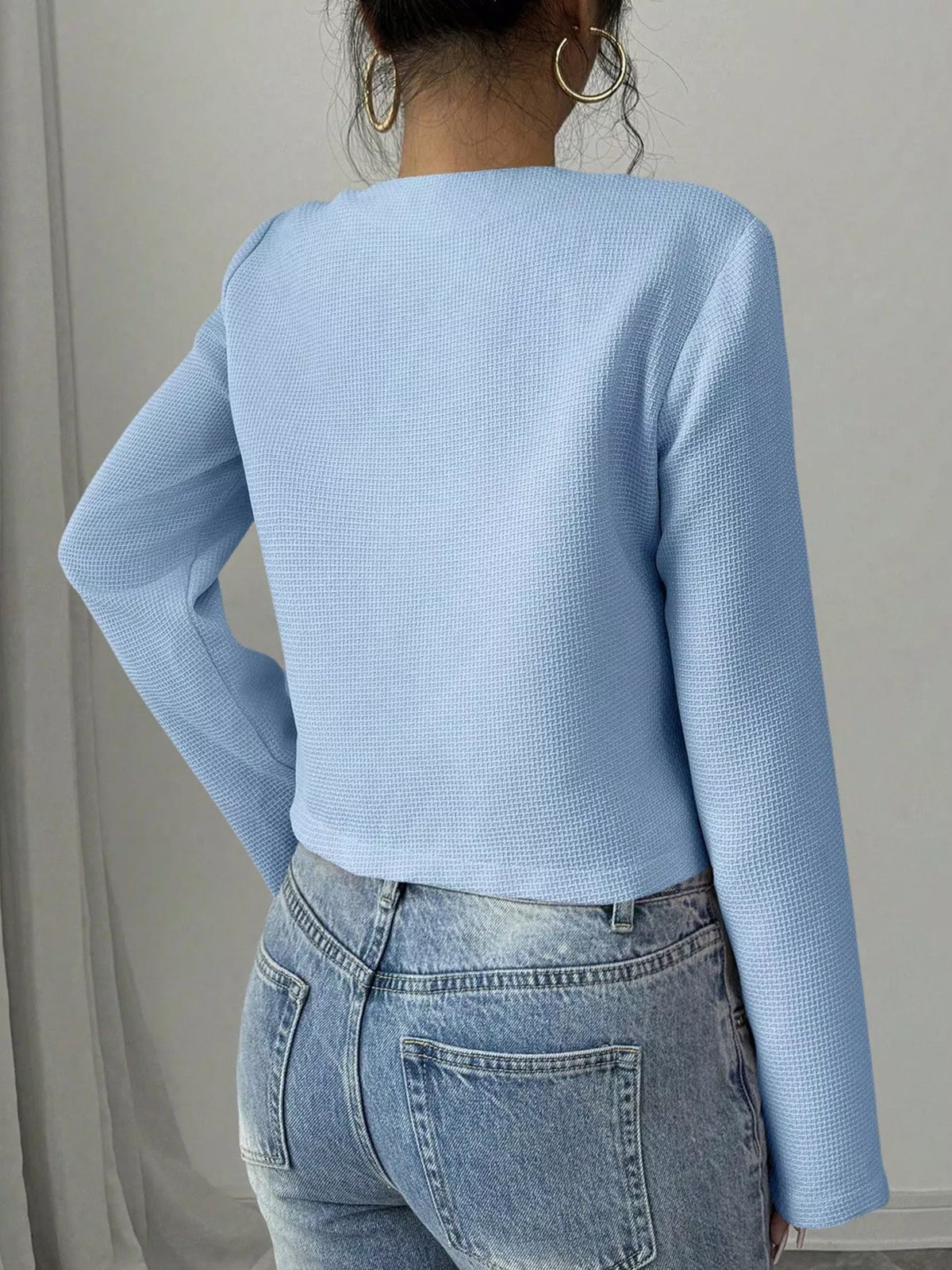 Bow Detail Cropped Outerwear, view 16