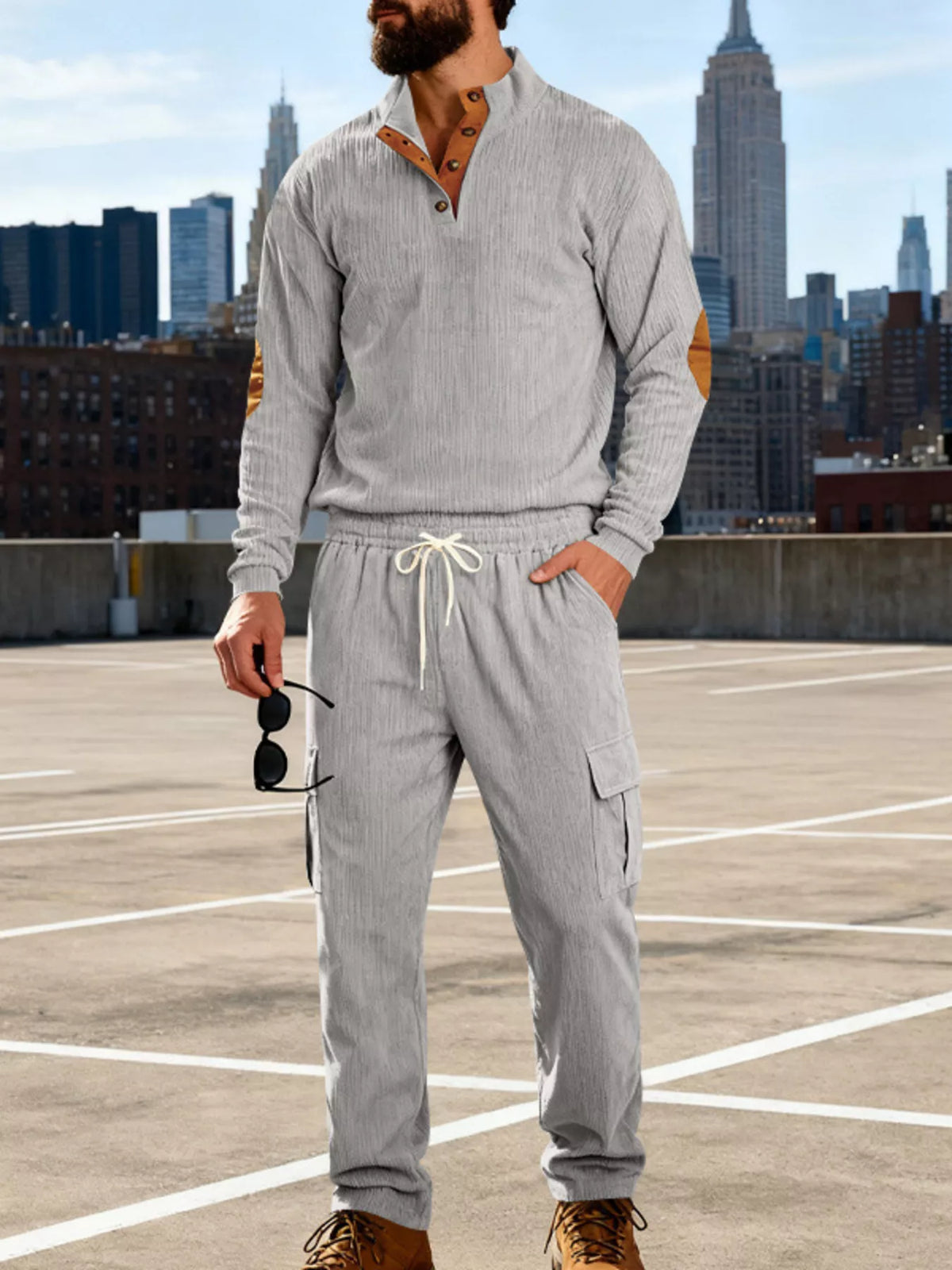 Men's Full Size Casual Button Detail Top and Pants Set Plus Size - Lilixa.store